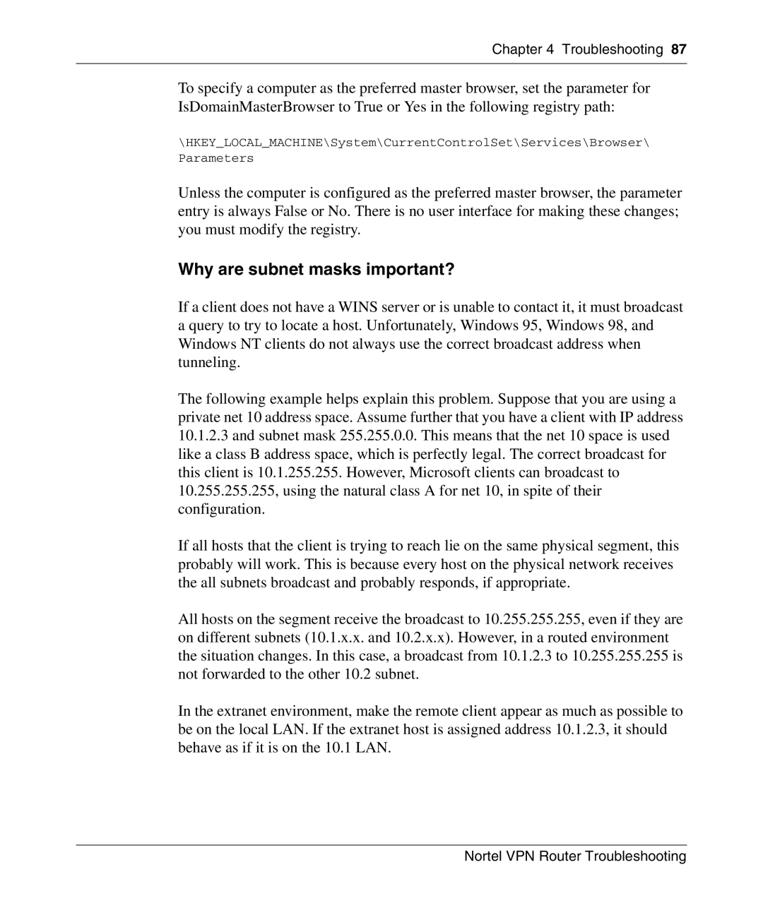 Nortel Networks NN46110-602 manual Why are subnet masks important? 