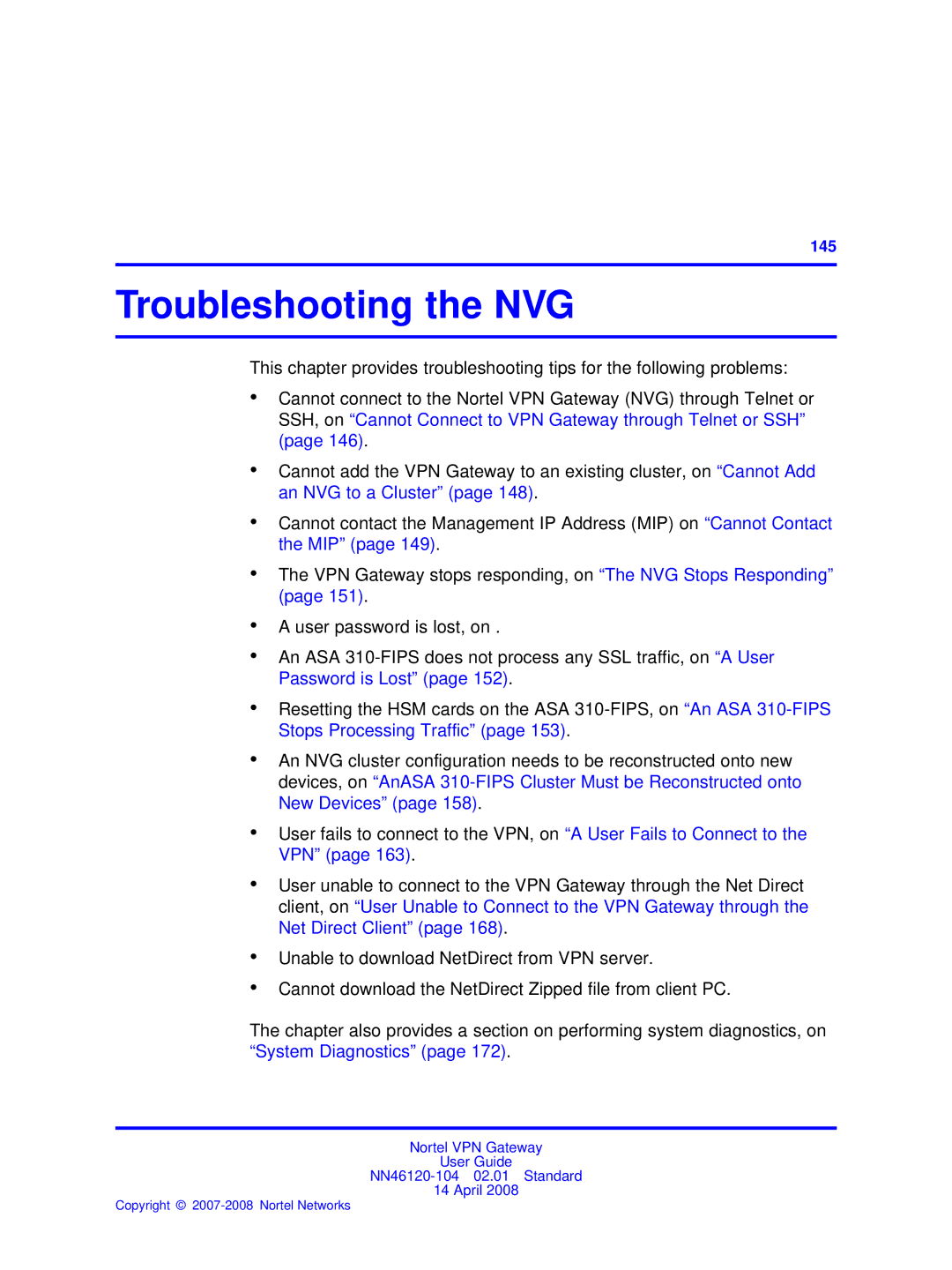 Nortel Networks NN46120-104 manual Troubleshooting the NVG 