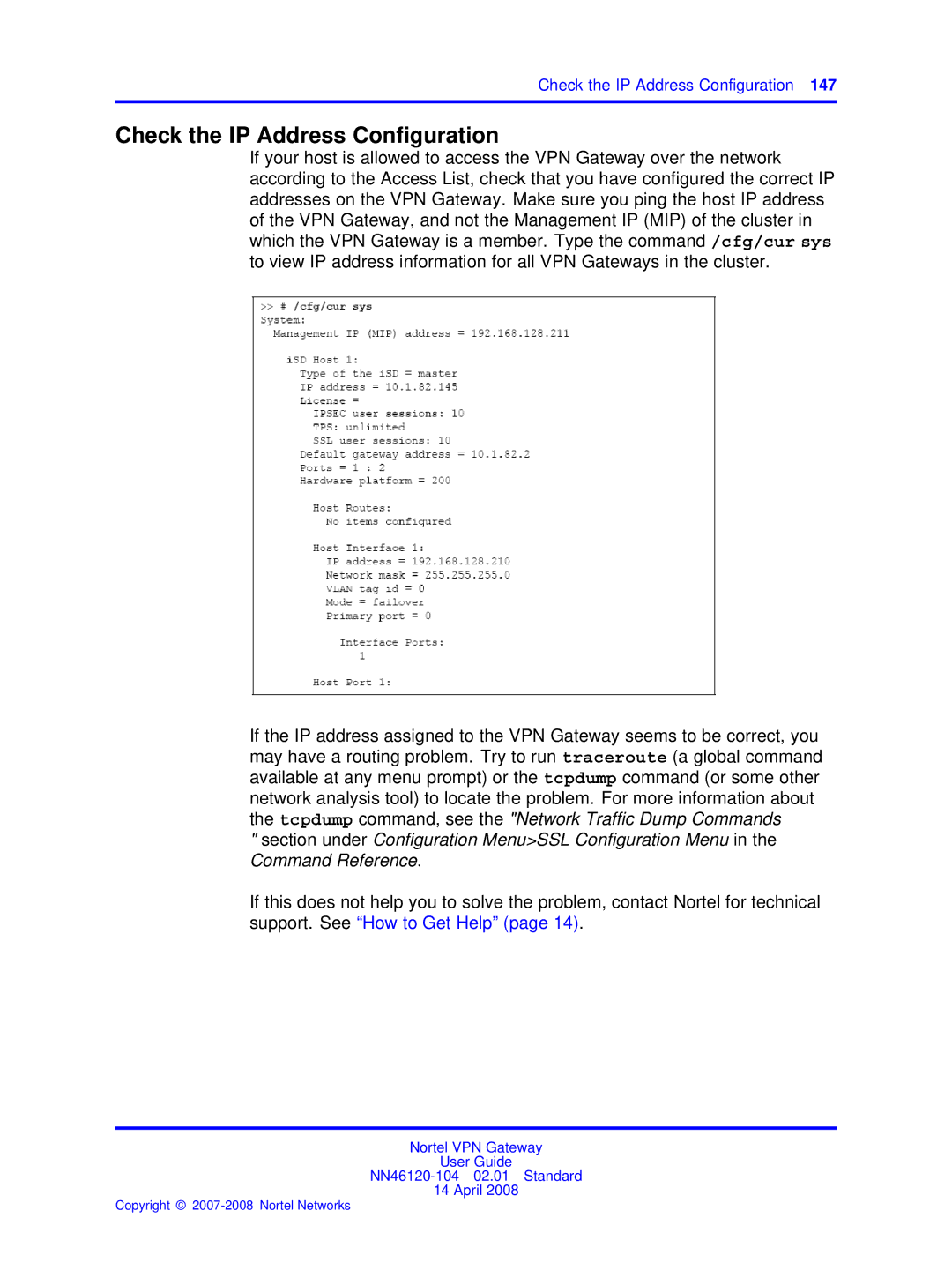 Nortel Networks NN46120-104 manual Check the IP Address Conﬁguration 