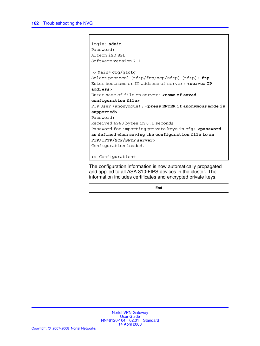 Nortel Networks NN46120-104 manual Main# cfg/gtcfg, Address 