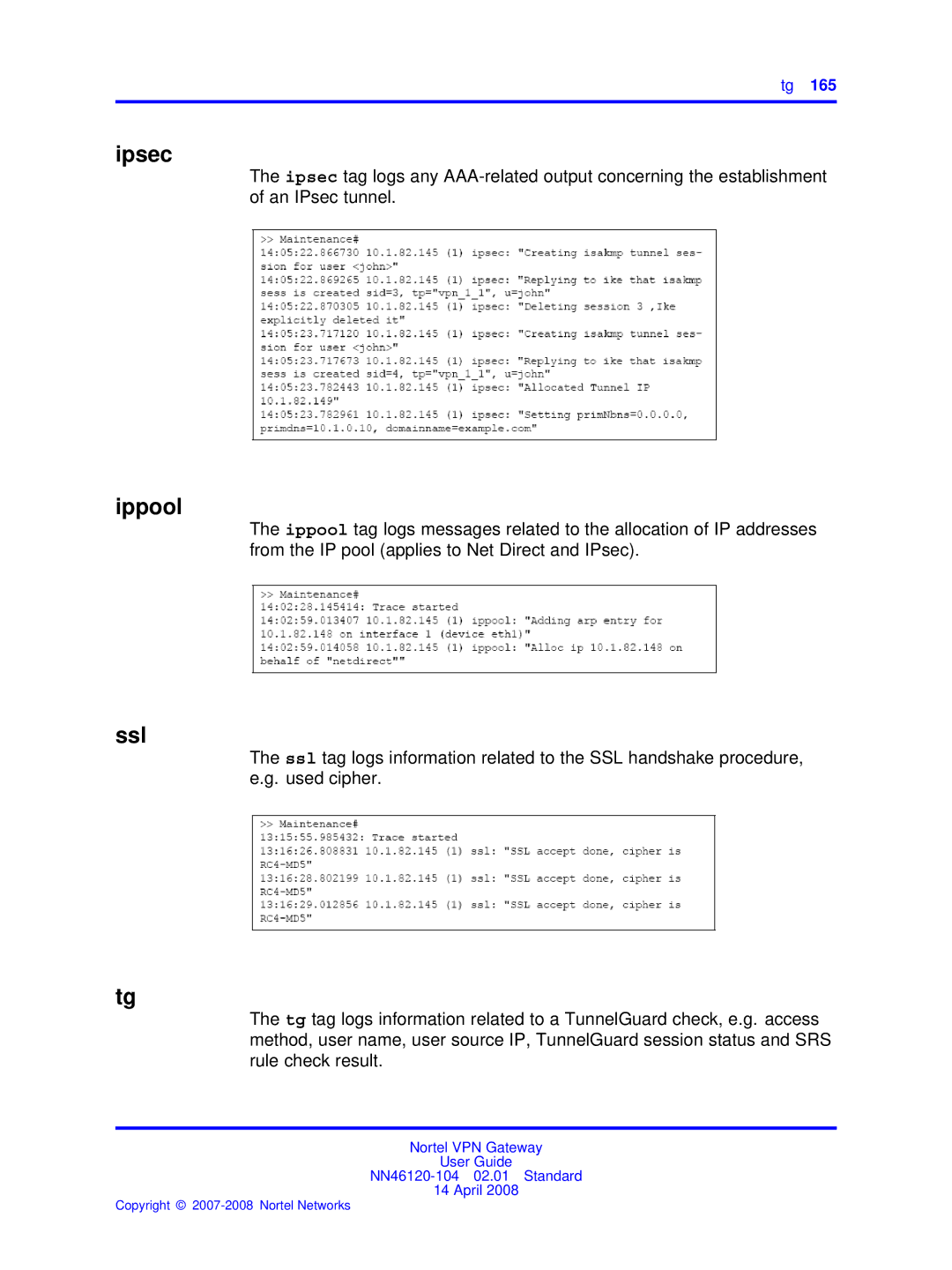 Nortel Networks NN46120-104 manual Ipsec, Ippool, Ssl 