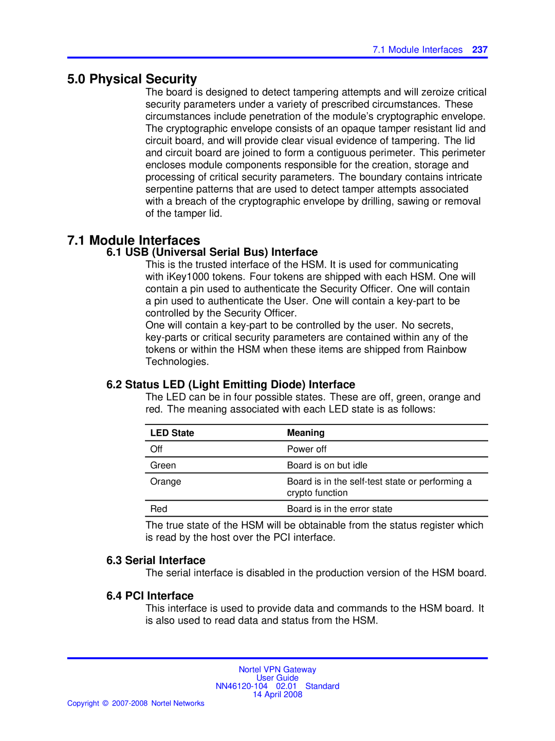 Nortel Networks NN46120-104 manual Physical Security, Module Interfaces 