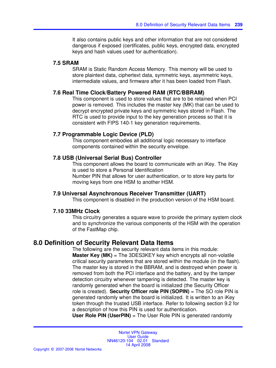 Nortel Networks NN46120-104 manual Deﬁnition of Security Relevant Data Items 