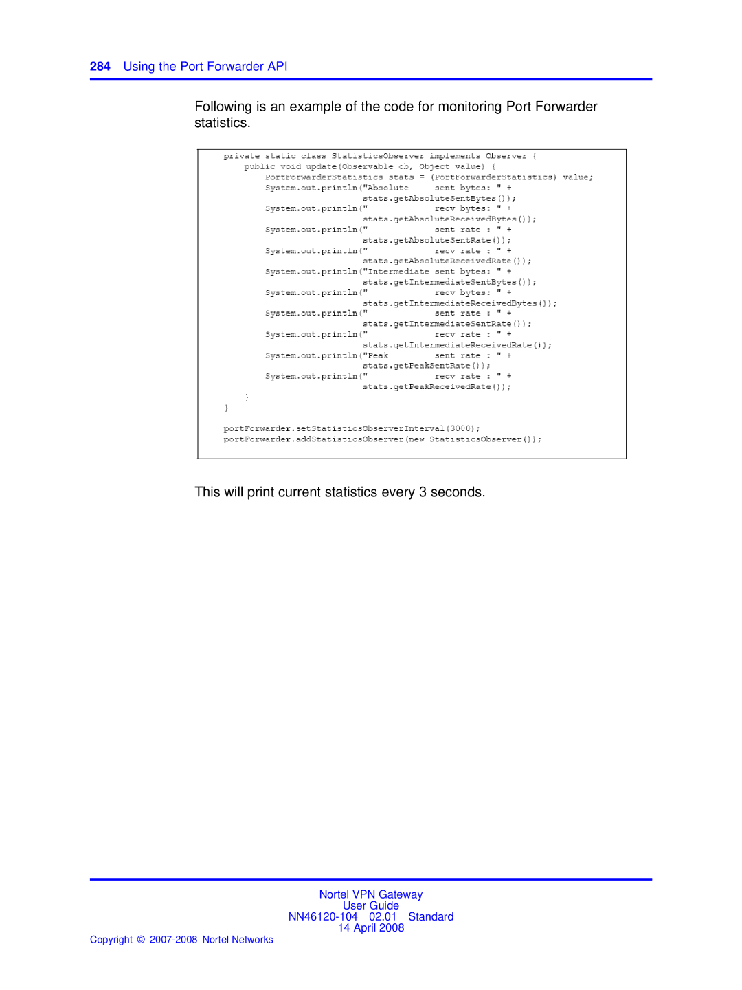 Nortel Networks NN46120-104 manual Using the Port Forwarder API 