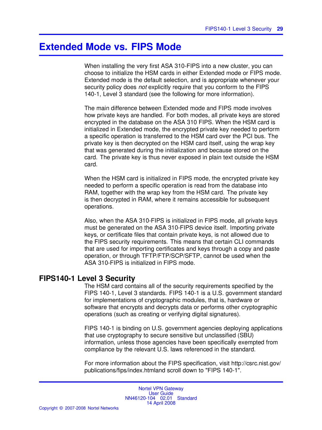 Nortel Networks NN46120-104 manual Extended Mode vs. Fips Mode, FIPS140-1 Level 3 Security 