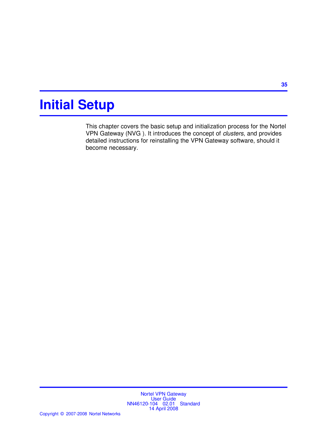 Nortel Networks NN46120-104 manual Initial Setup 