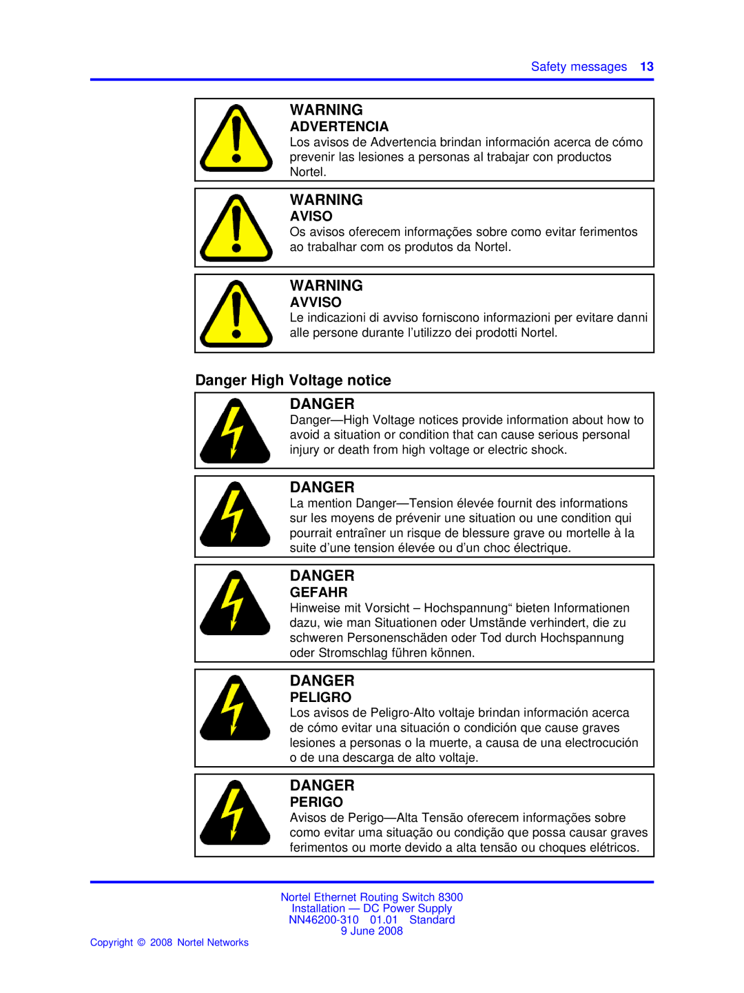 Nortel Networks NN46200-310 manual Advertencia 