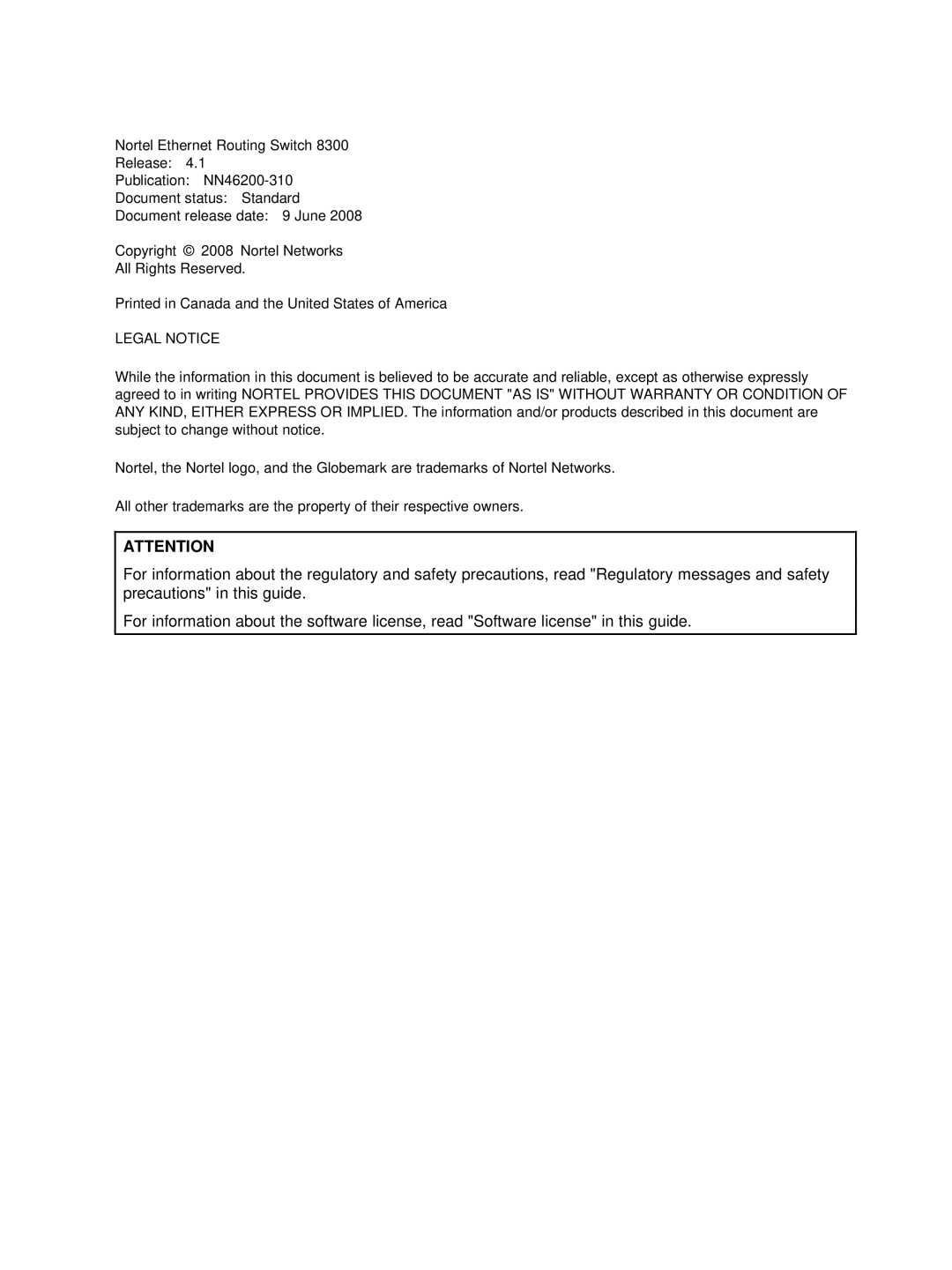 Nortel Networks NN46200-310 manual Legal Notice 