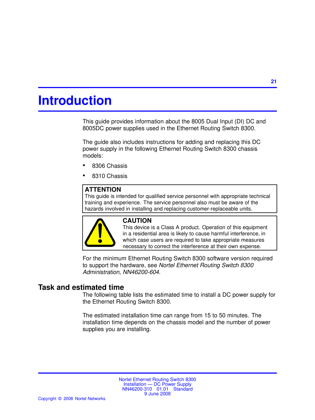 Nortel Networks NN46200-310 manual Introduction, Task and estimated time 