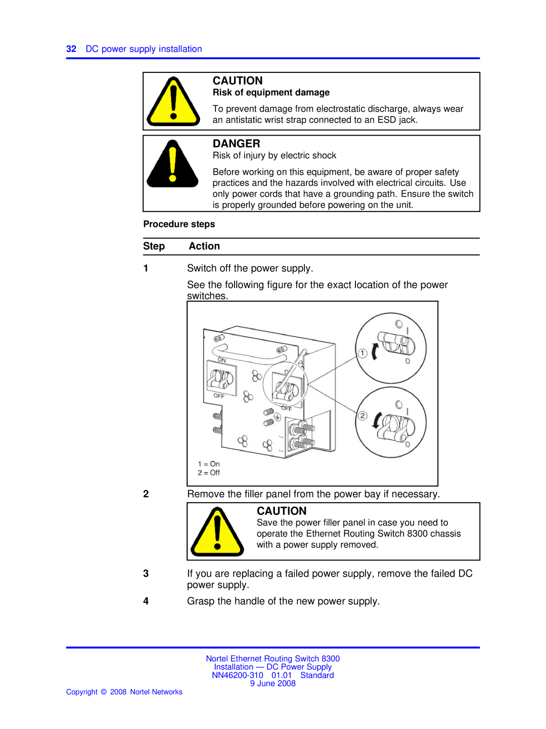 Nortel Networks NN46200-310 manual Risk of equipment damage 