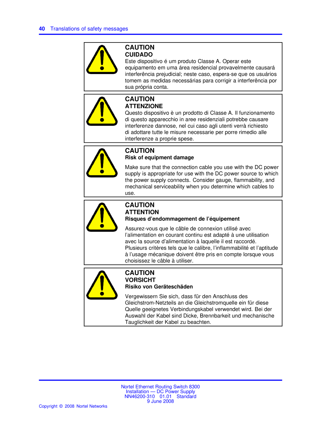 Nortel Networks NN46200-310 manual Vorsicht 