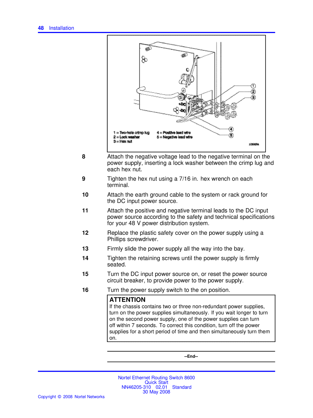 Nortel Networks NN46205-310 quick start End 