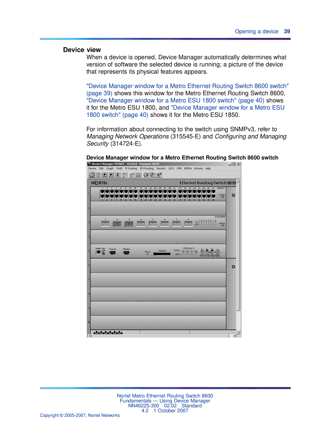 Nortel Networks NN46225-300 manual Device view 