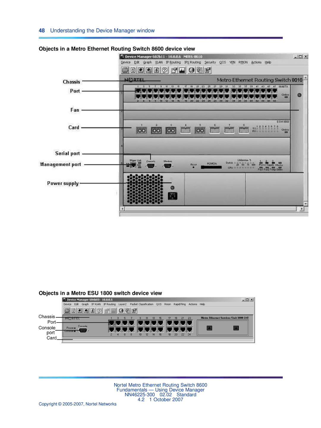 Nortel Networks NN46225-300 manual Understanding the Device Manager window 