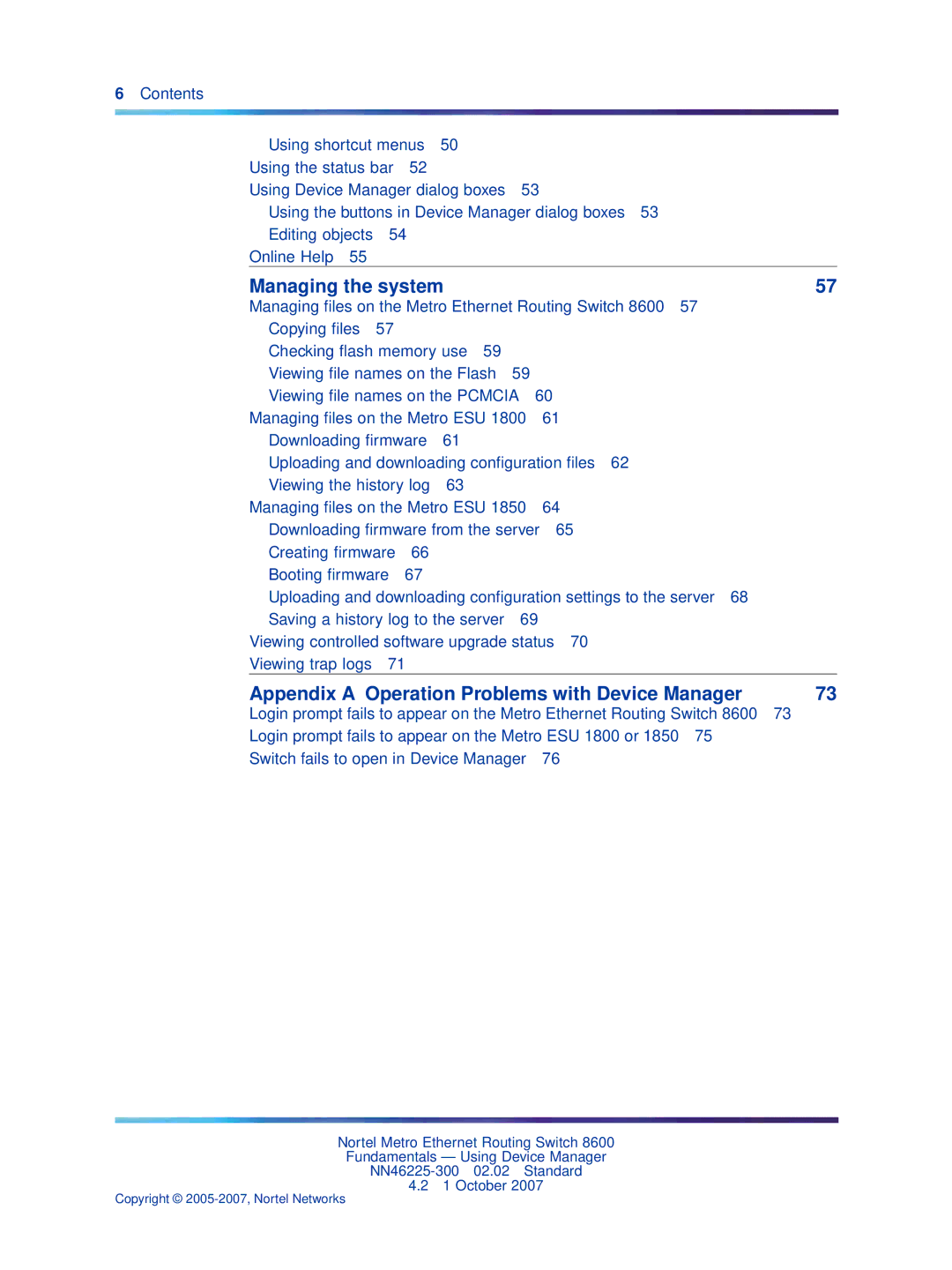 Nortel Networks NN46225-300 manual Managing the system 