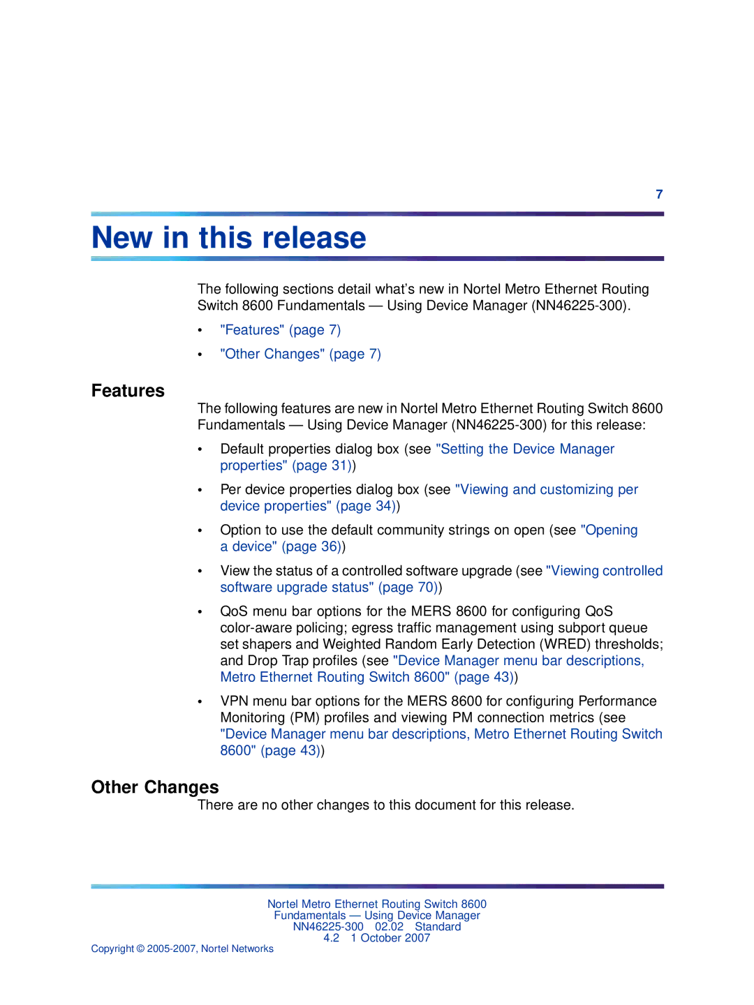 Nortel Networks NN46225-300 manual New in this release, Features, Other Changes 