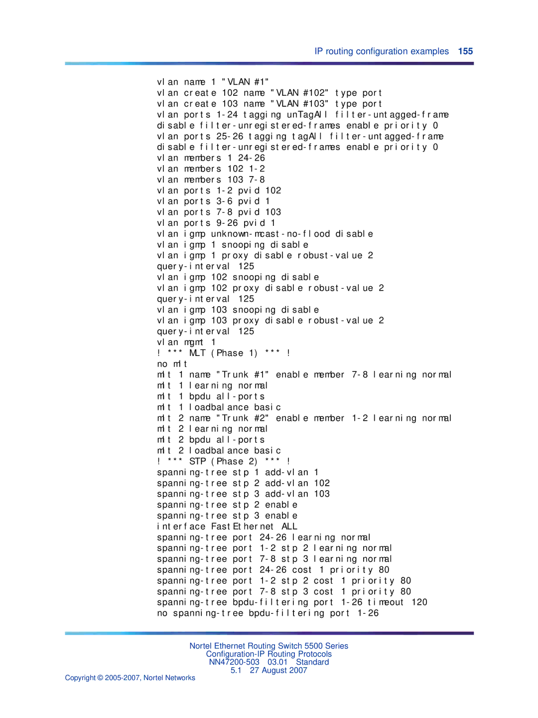 Nortel Networks NN47200-503 manual IP routing conﬁguration examples 