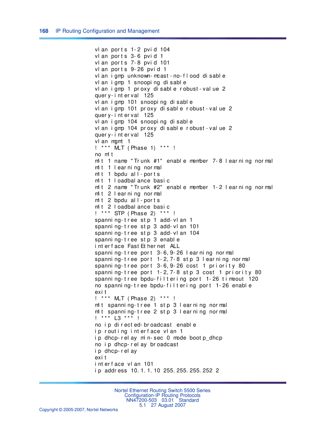 Nortel Networks NN47200-503 manual IP Routing Conﬁguration and Management 