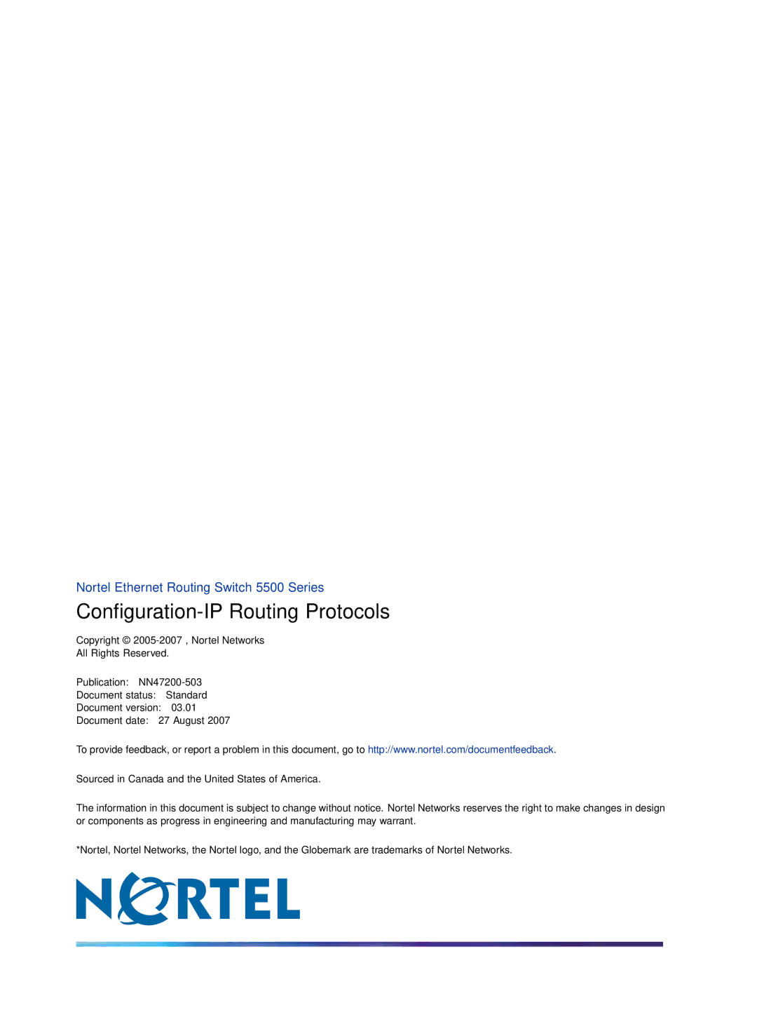 Nortel Networks NN47200-503 manual Conﬁguration-IP Routing Protocols 