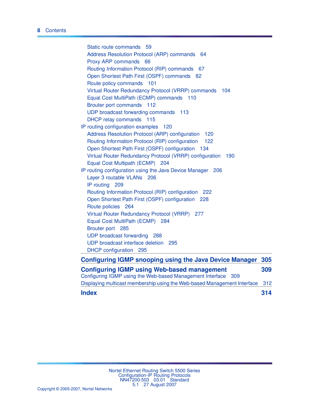 Nortel Networks NN47200-503 manual Index 314 