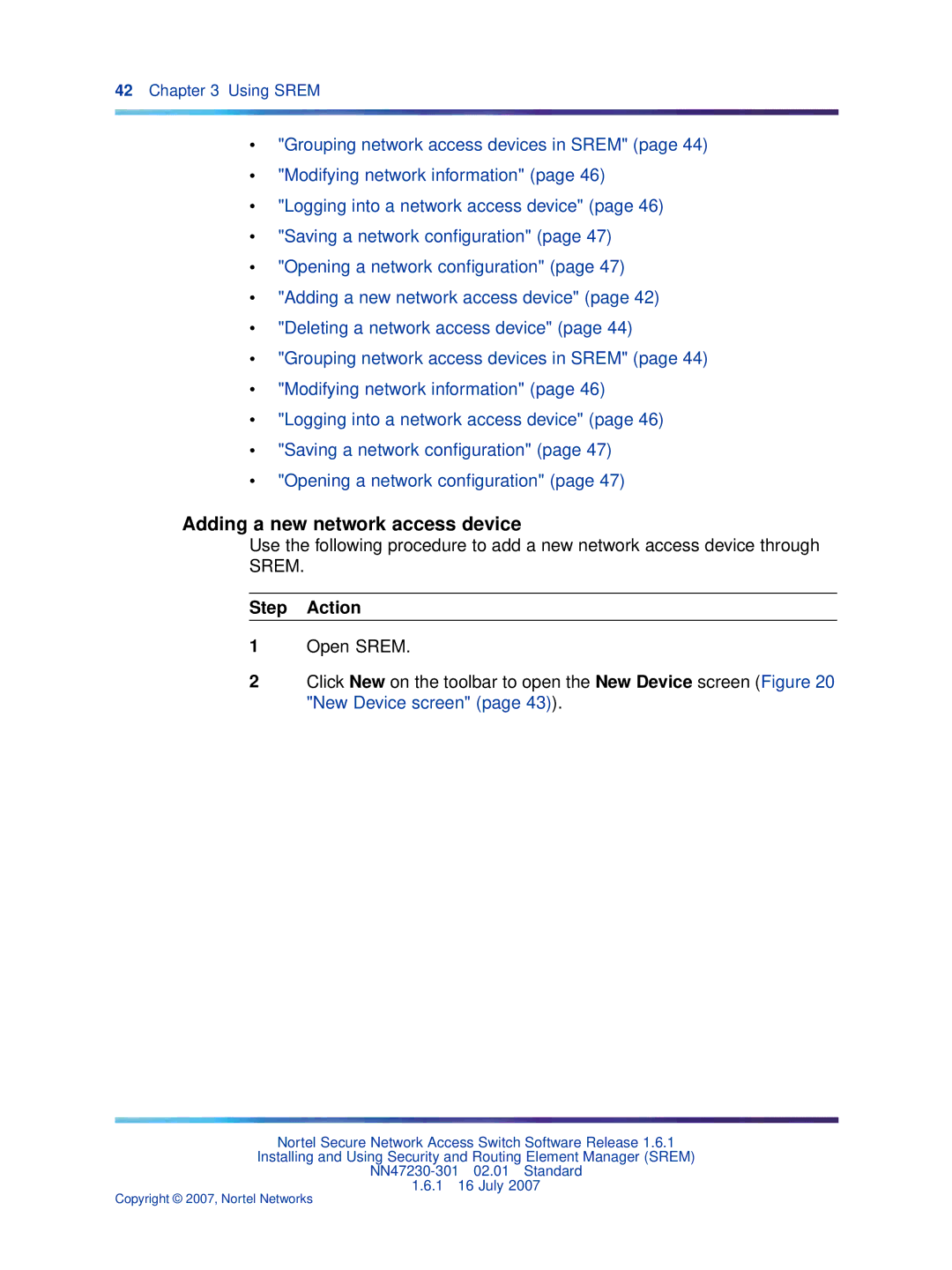 Nortel Networks NN47230-301 manual Adding a new network access device 