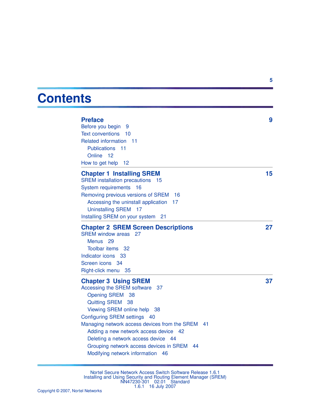 Nortel Networks NN47230-301 manual Contents 