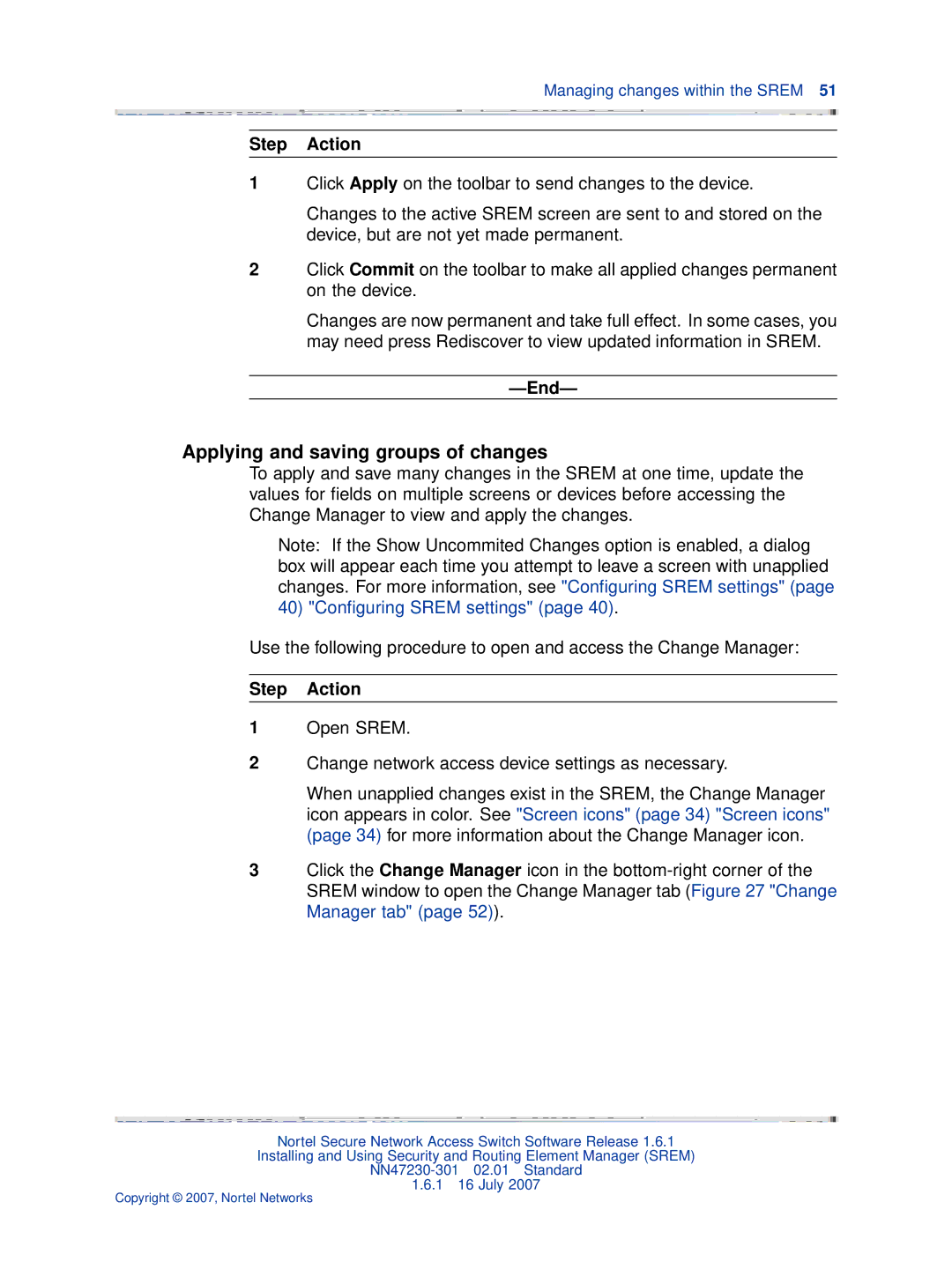 Nortel Networks NN47230-301 manual Applying and saving groups of changes 