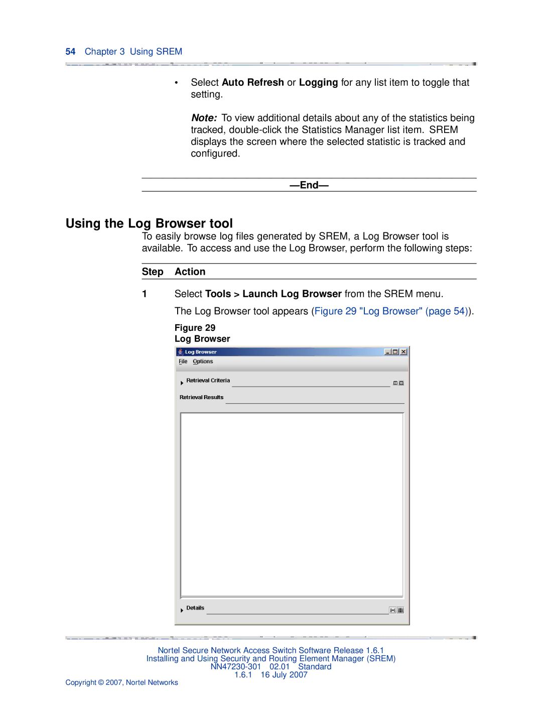 Nortel Networks NN47230-301 manual Using the Log Browser tool 