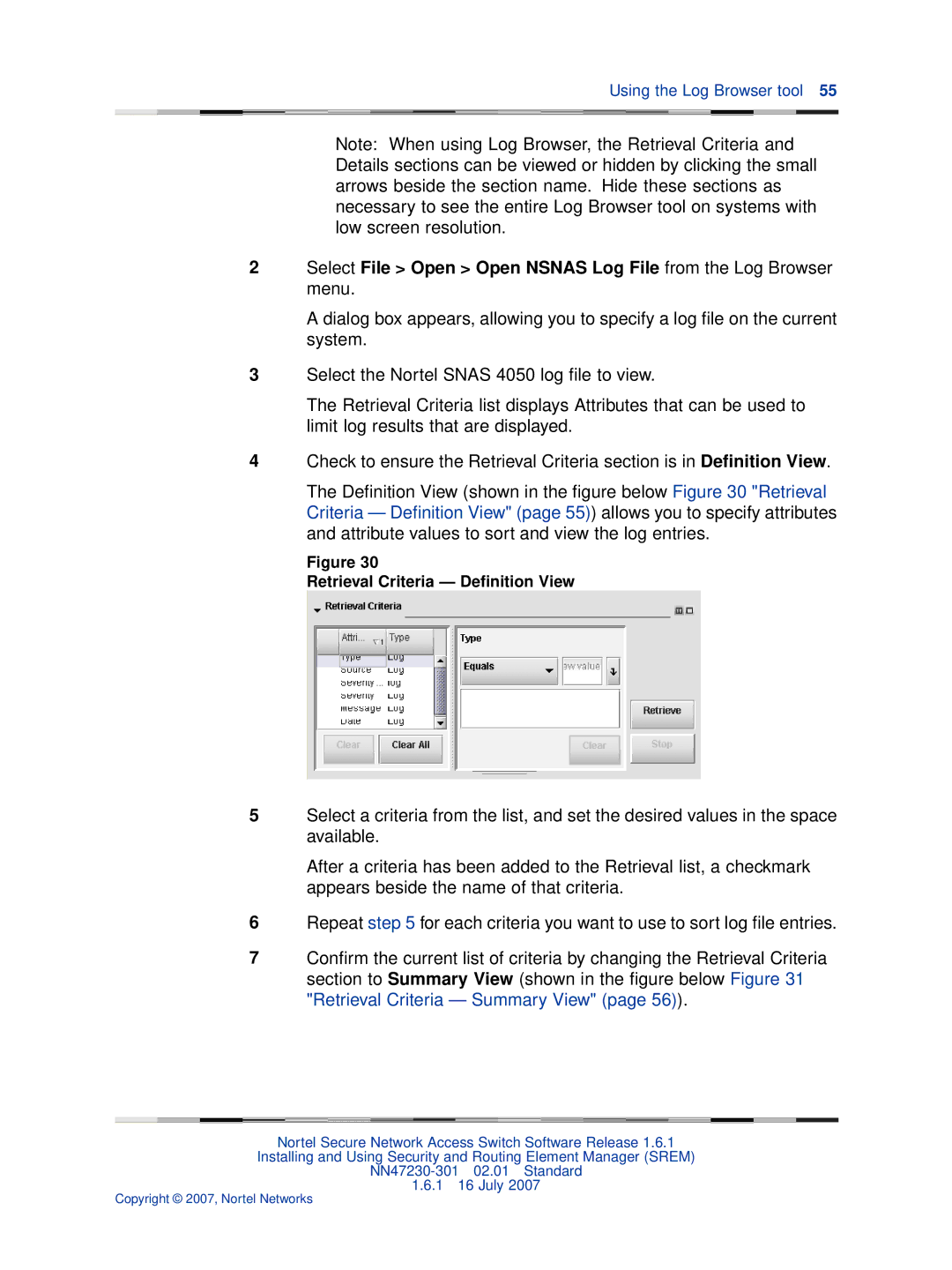 Nortel Networks NN47230-301 manual Retrieval Criteria Deﬁnition View 