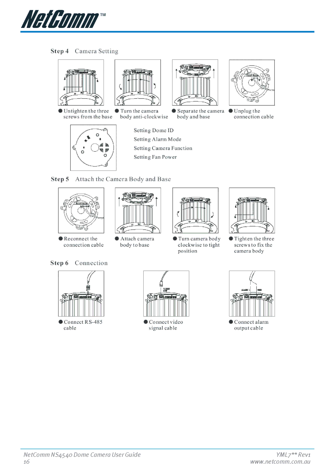 Nortel Networks manual NetComm NS4540 Dome Camera User Guide 