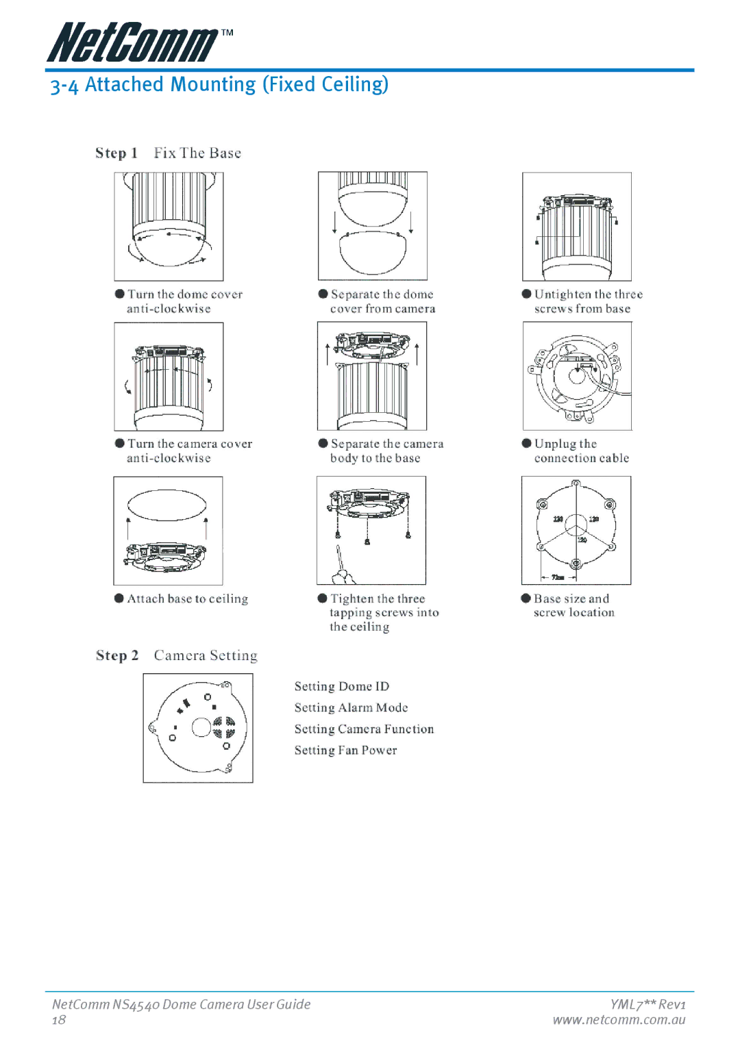 Nortel Networks NS4540 manual Attached Mounting Fixed Ceiling 