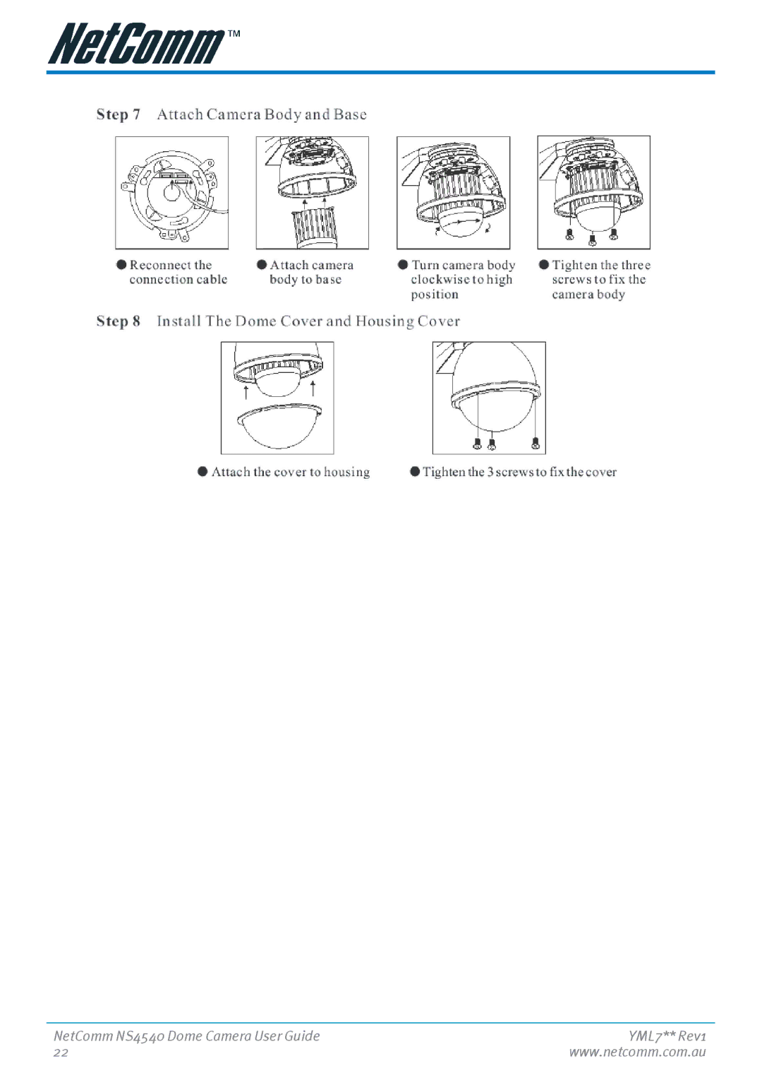 Nortel Networks manual NetComm NS4540 Dome Camera User Guide 