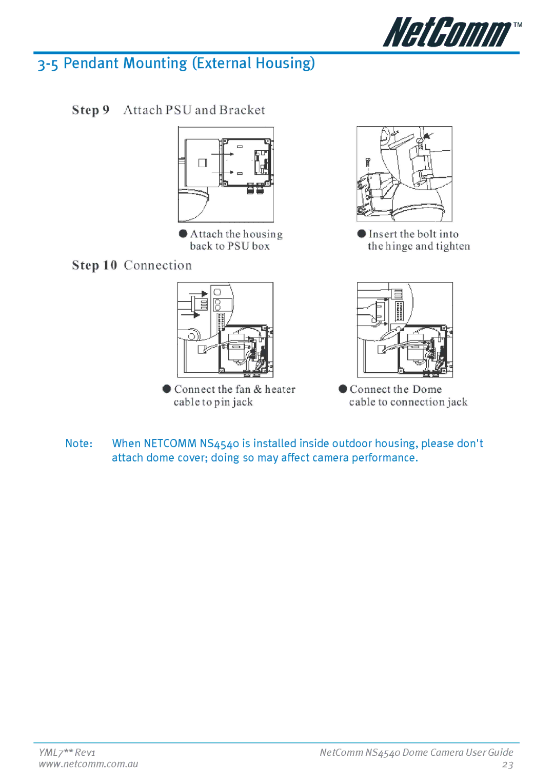 Nortel Networks NS4540 manual Pendant Mounting External Housing 