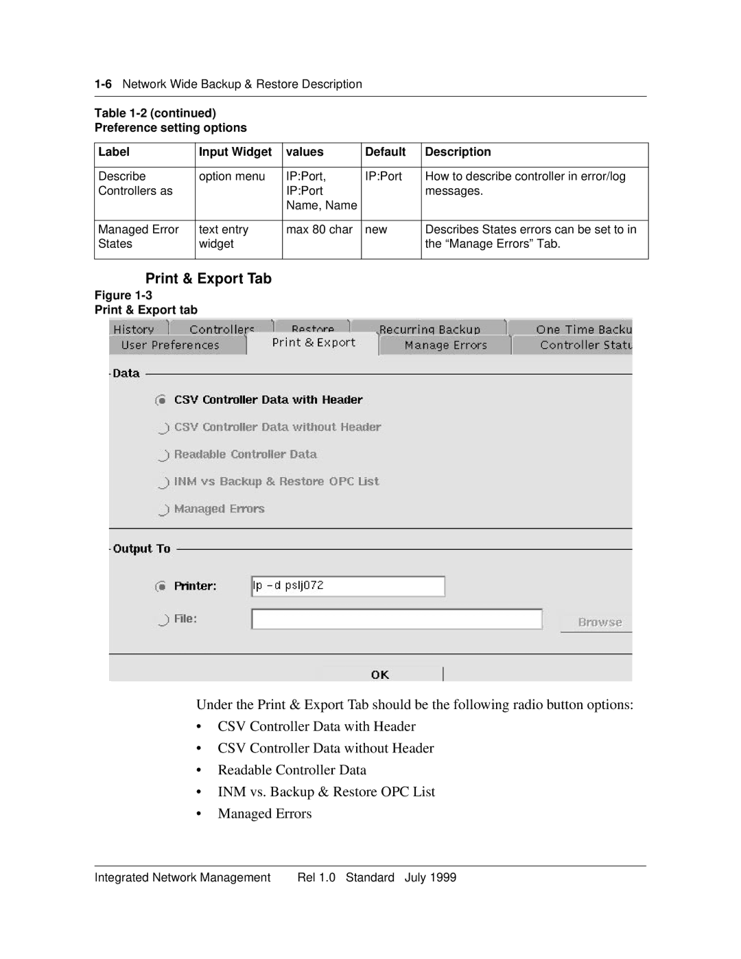 Nortel Networks NTNM13XKAB manual Print & Export Tab, Print & Export tab 