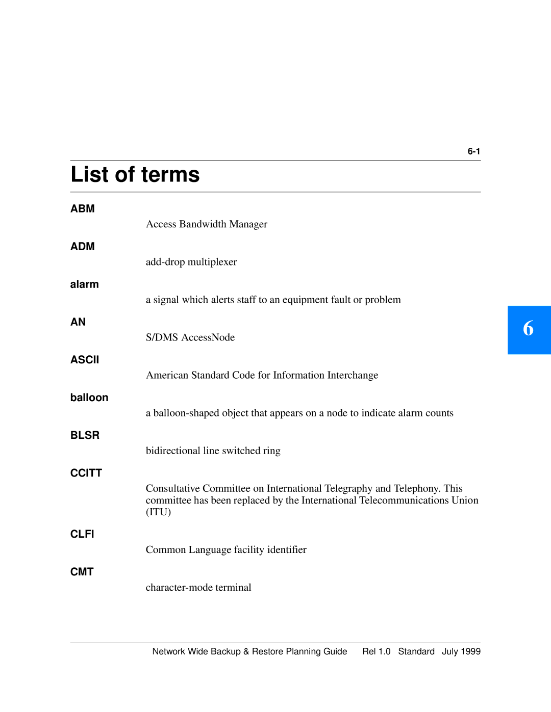 Nortel Networks NTNM13XKAB manual List of terms 