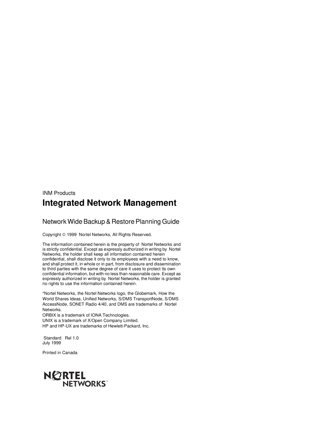 Nortel Networks NTNM13XKAB manual Integrated Network Management 