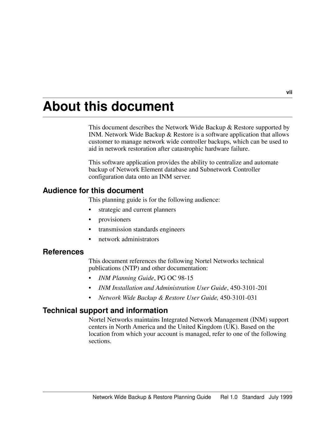 Nortel Networks NTNM13XKAB About this document, Audience for this document, References, Technical support and information 