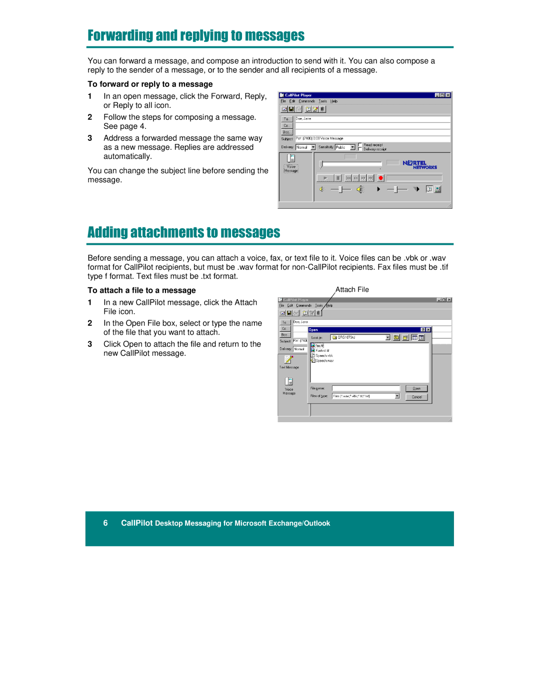 Nortel Networks A0789401, NTRG22AC manual To forward or reply to a message, To attach a file to a message 