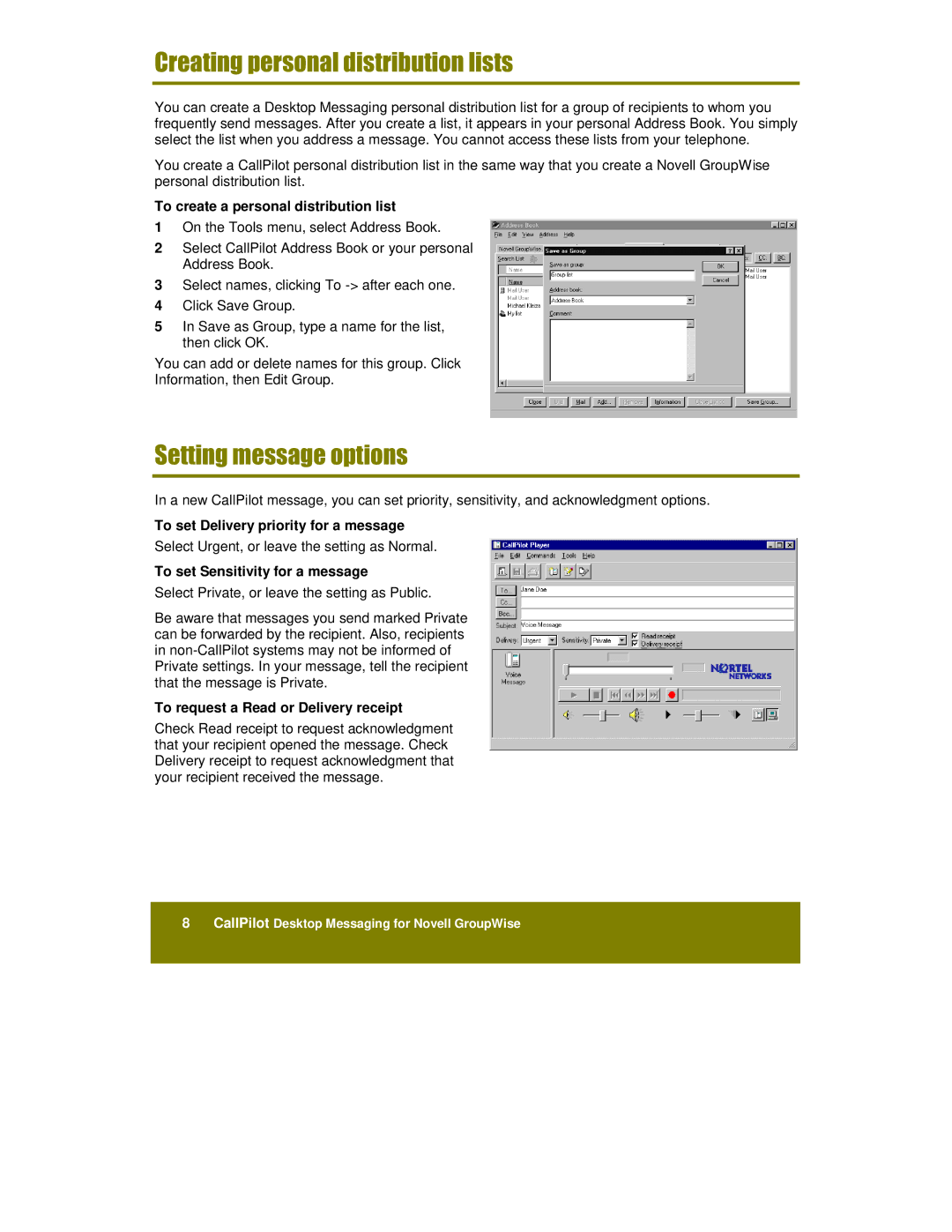 Nortel Networks A0789401, NTRG22AC manual To create a personal distribution list 