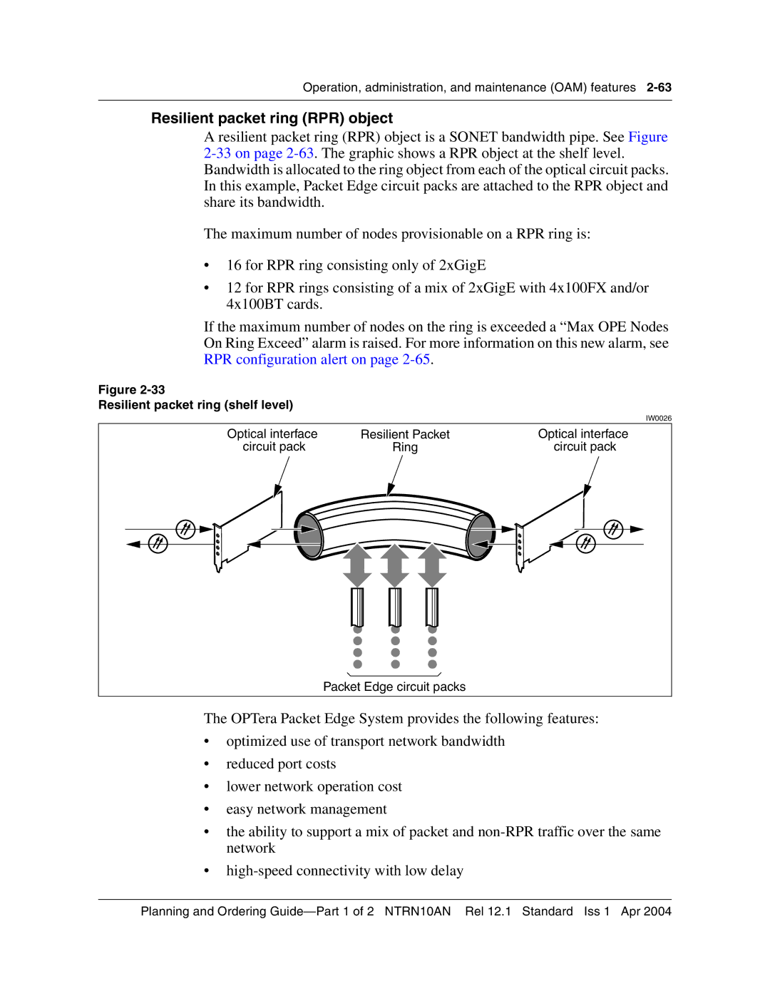 Nortel Networks 3500, NTRN10AN manual Resilient packet ring RPR object, Resilient packet ring shelf level 