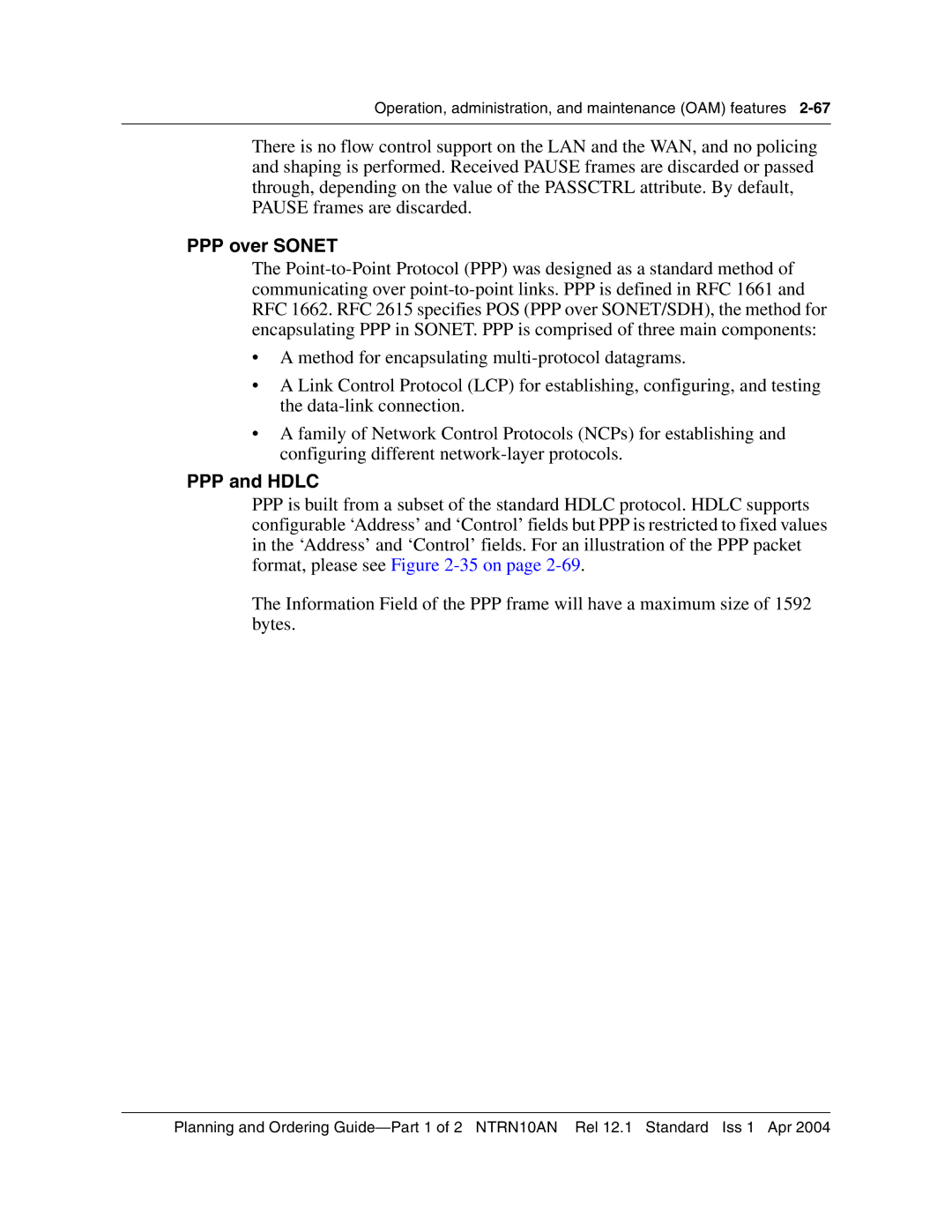 Nortel Networks 3500, NTRN10AN manual PPP over Sonet, PPP and Hdlc 