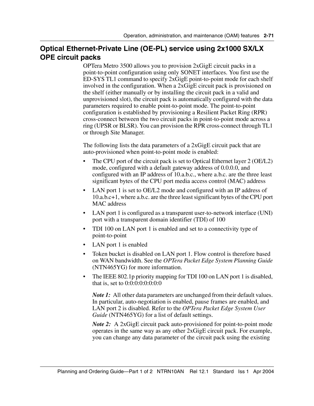 Nortel Networks 3500, NTRN10AN manual Operation, administration, and maintenance OAM features 