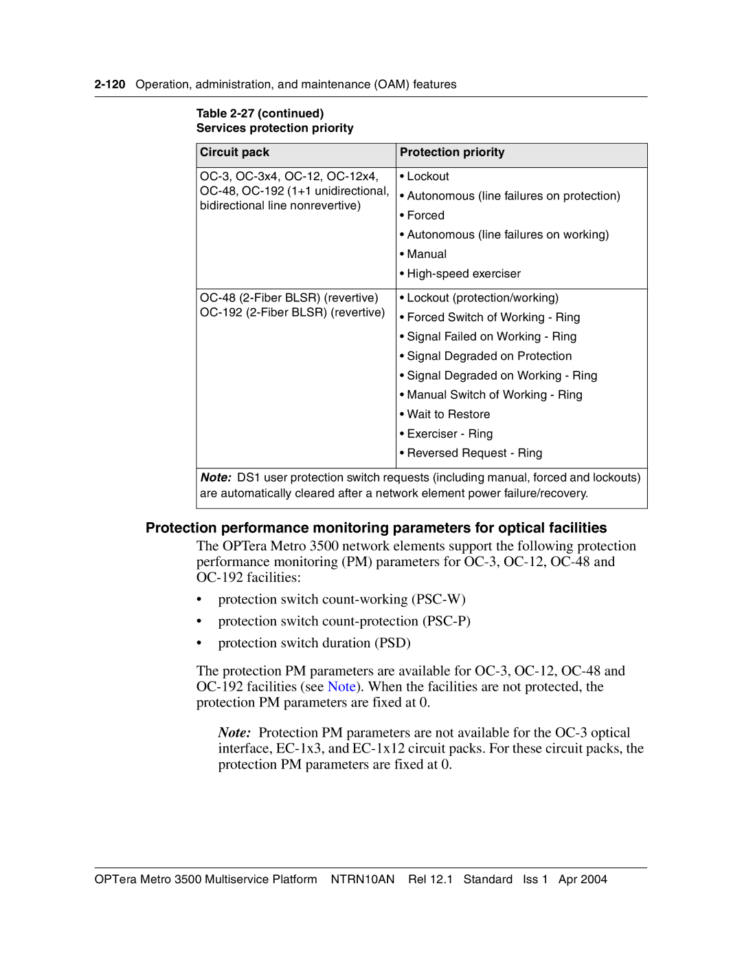 Nortel Networks NTRN10AN, 3500 manual 120Operation, administration, and maintenance OAM features 