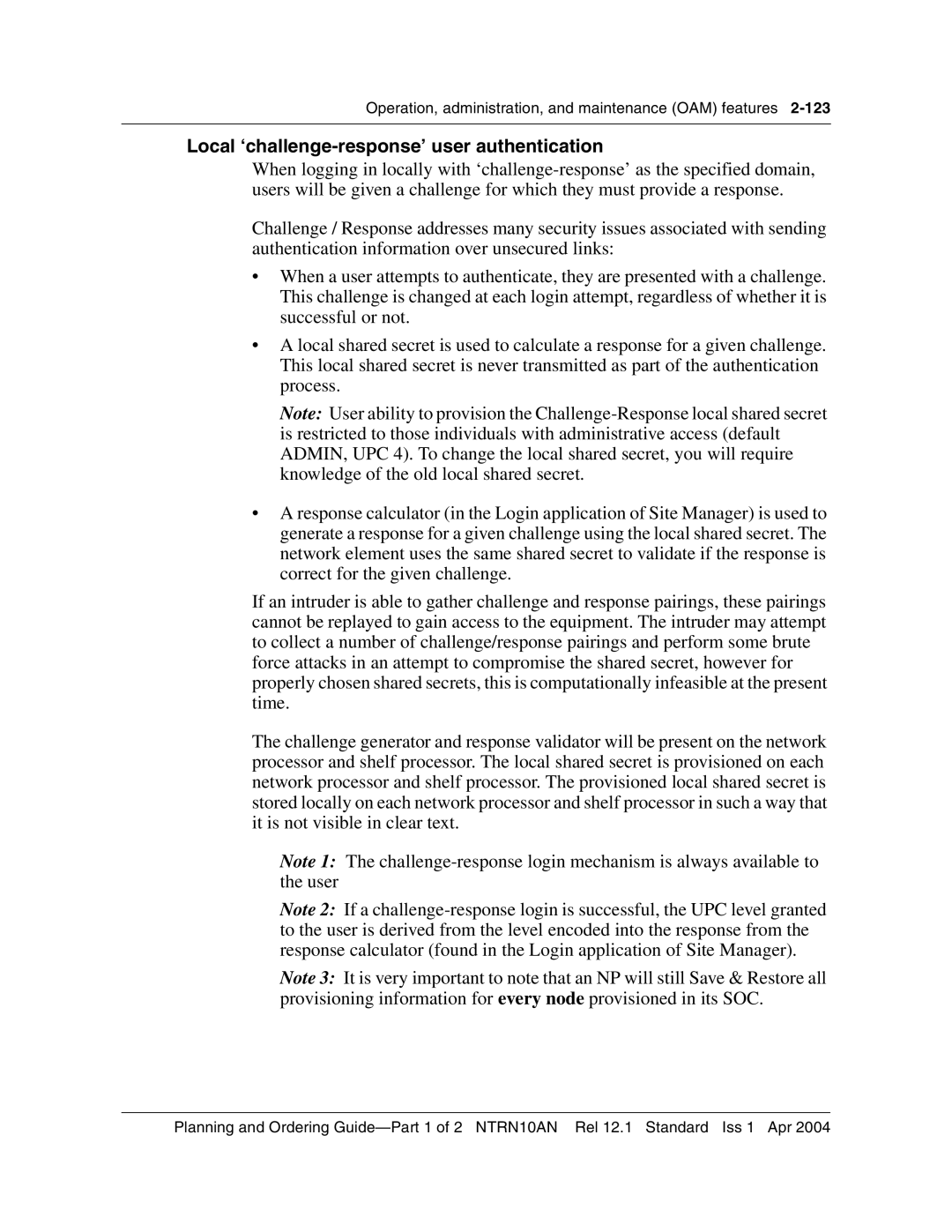 Nortel Networks 3500, NTRN10AN manual Local ‘challenge-response’ user authentication 