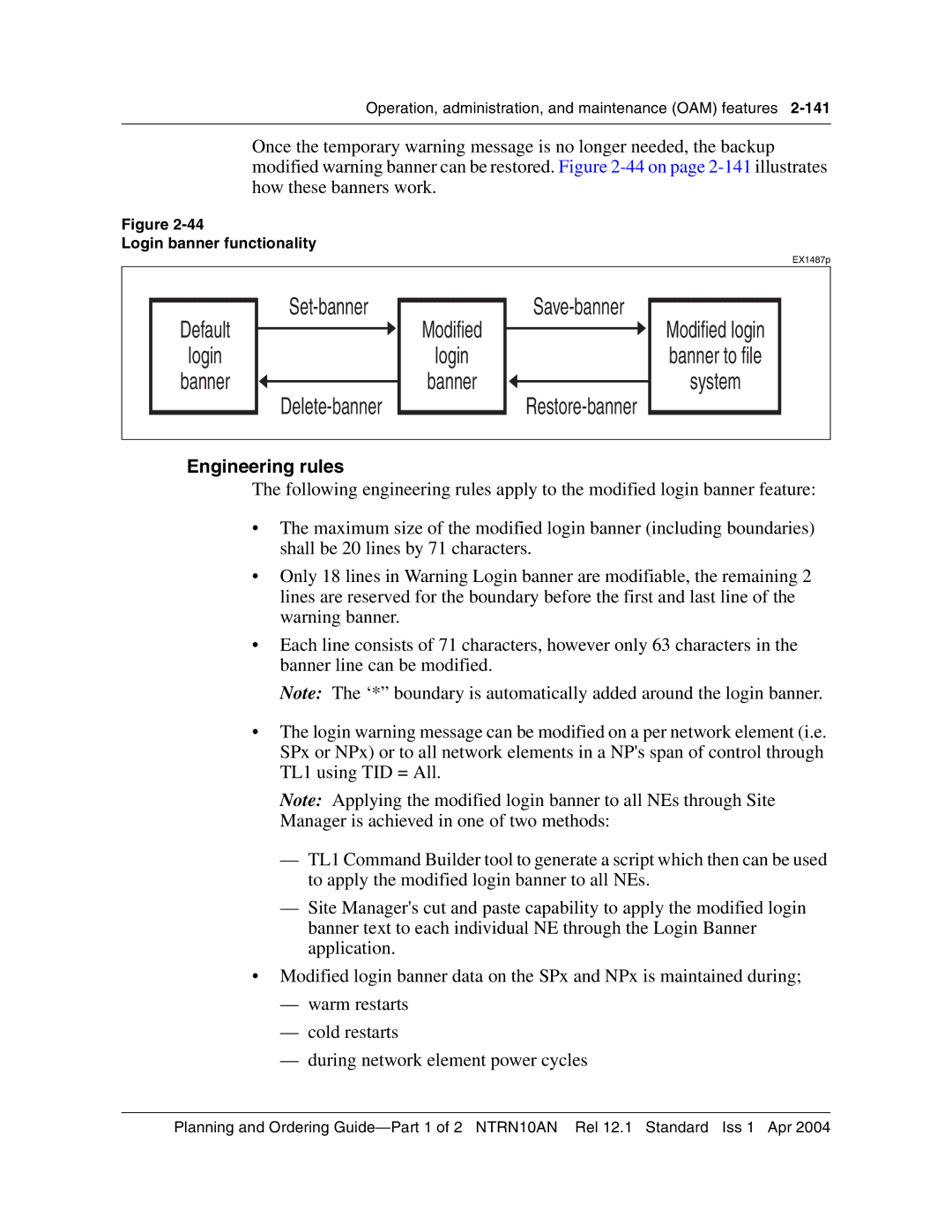 Nortel Networks 3500, NTRN10AN manual Restore-banner, Login banner functionality 