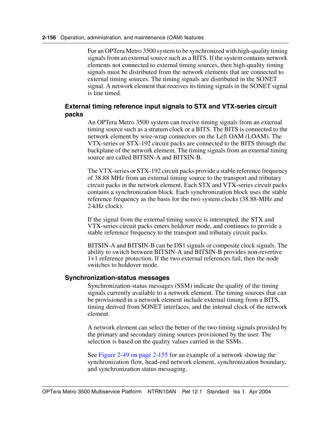 Nortel Networks NTRN10AN, 3500 manual Synchronization-status messages 