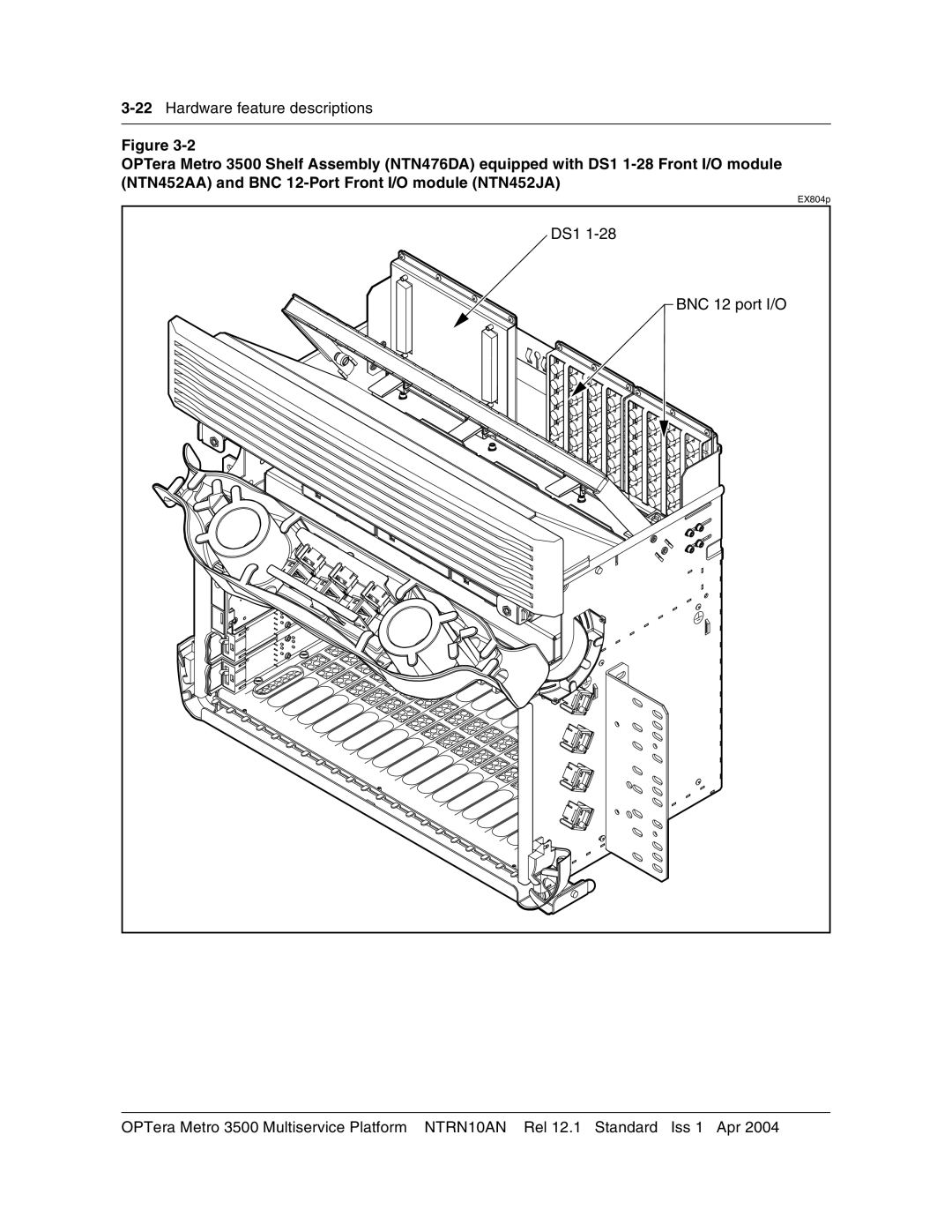 Nortel Networks NTRN10AN, 3500 manual NTN452AA and BNC 12-Port Front I/O module NTN452JA, DS1, BNC 12 port I/O 