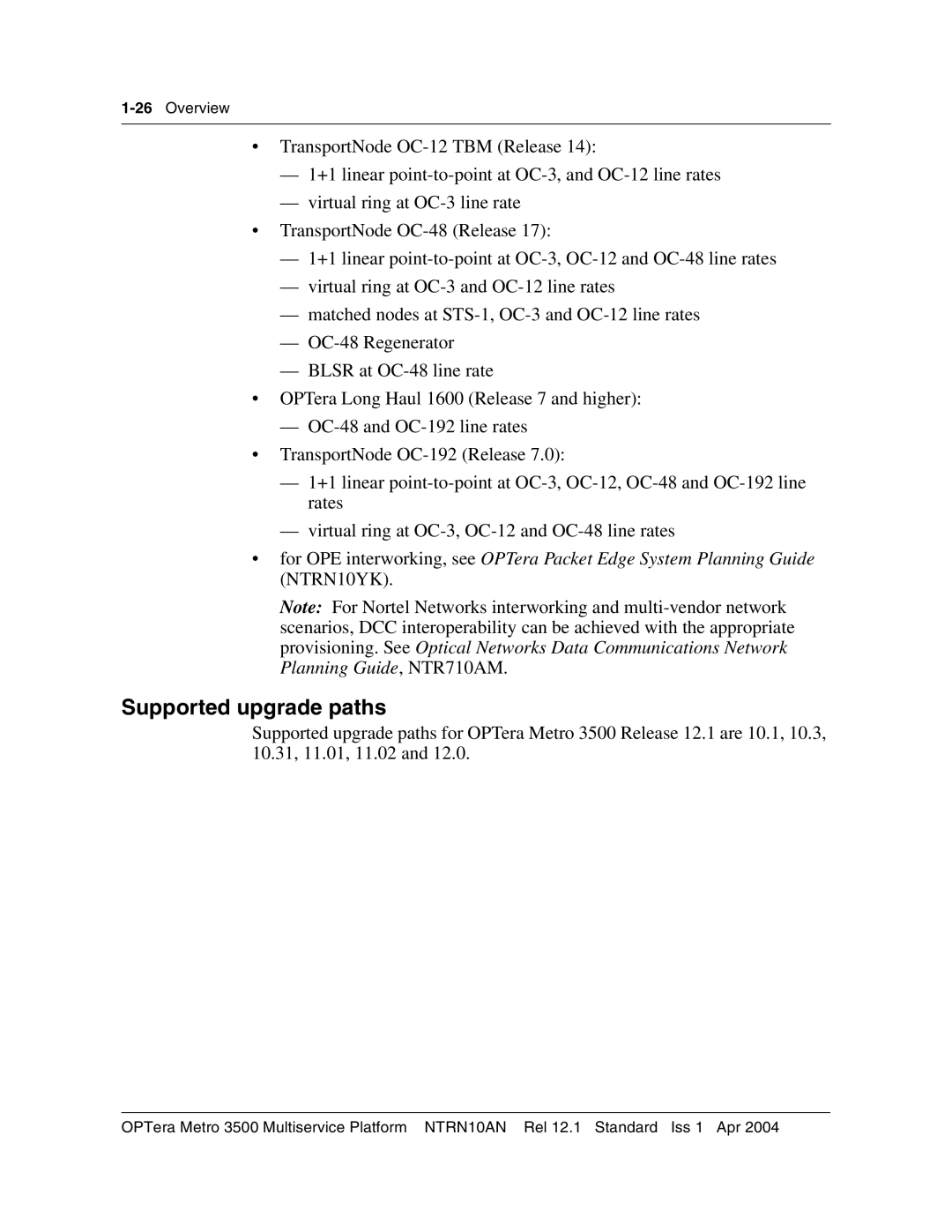 Nortel Networks NTRN10AN, 3500 manual Supported upgrade paths 