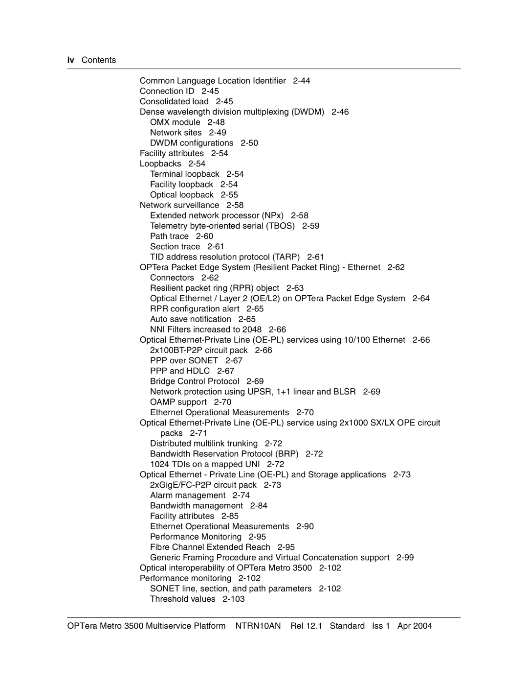Nortel Networks NTRN10AN, 3500 manual Iv Contents 