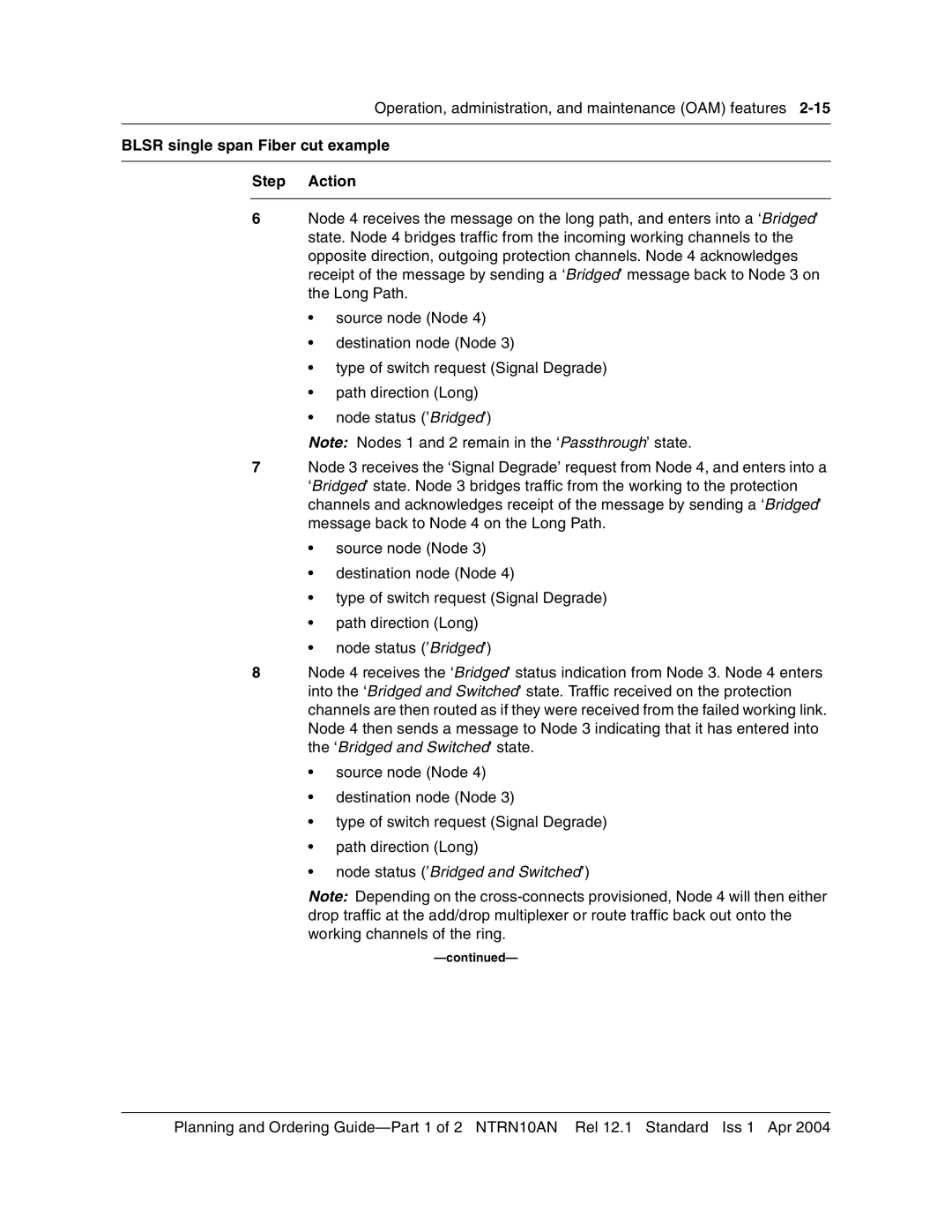 Nortel Networks 3500, NTRN10AN manual Node status ’Bridged and Switched’ 